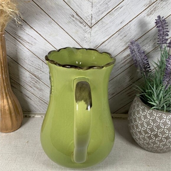 Vintage French Country Olive Green Home Essentials And Beyond Pitcher Bumble Bee - Picture 2 of 7